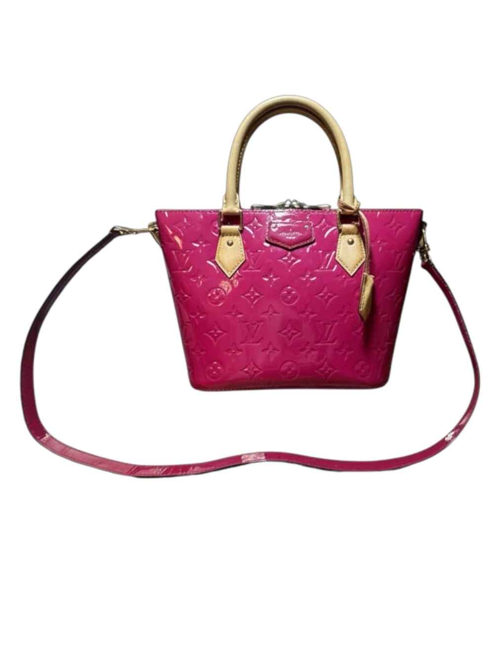 Louis Vuitton Rose Indien Pink Vernis LV Montebello PM Leather Handles w/ Strap